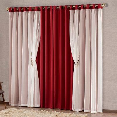 Cortina Bélgica 2 Mts Sala Quarto Blackout Para Varão - Vermelha