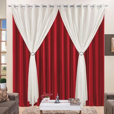 Cortina 4 Mts Sala Quarto Voal Com Microfibra Para Trilho Suisso Vermelho Barata