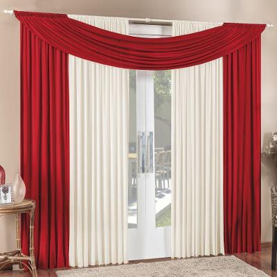 Cortina Tendência 2,00m X 1,70m Para Varão Em Malha Sala Quarto - Vermelho