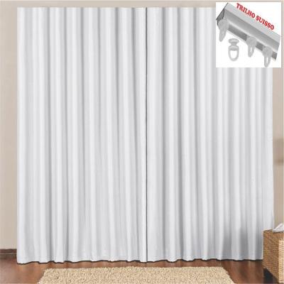 Cortina 3 Mts Sala Quarto Escritório Blackout Original Para Trilho Suisso - Gelo