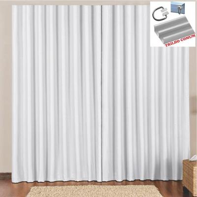 Cortina 3 Mts Sala Quarto Escritório Blackout  Para Trilho Comum - Gelo