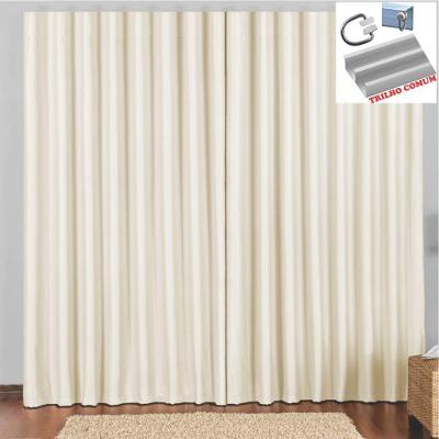 Cortina 3 Mts Sala Quarto Escritório Blackout  Para Trilho Comum - Bege