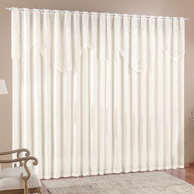 Cortina Para Varão Nicole 2,00 X 1,70m Alt Renda e Microfibra - Palha