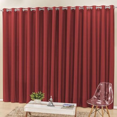 Cortina Madri Para Trilho Comum Tecido Semi Blackout 3,00M X 2,50M - Vermelho