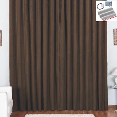 Cortina Tóquio Para Trilho Comum Tecido Oxford 2,00M X 1,70M Janela - Marrom