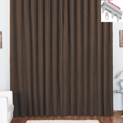 Cortina Tóquio Para Trilho Suisso Max Tecido Oxford 3,00M X 2,80M Janela - Marrom
