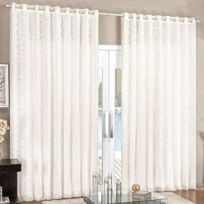 Cortina Lara Renda e Voal Para Trilho Suisso Max 2,00M X 1,70M - Palha