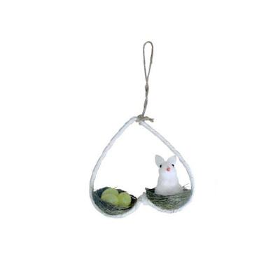 Enfeite Decorativo De Páscoa Coelho Branco Com Ninho 12X15X15 Cm