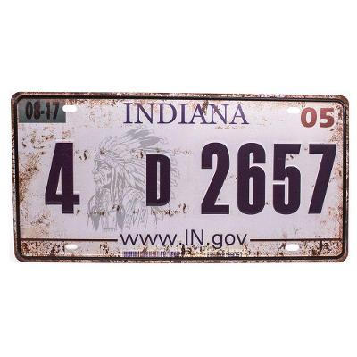 Placa De Carro Antiga Decorativa Metálica Vintage Indiana Gt414-27 - Lorben