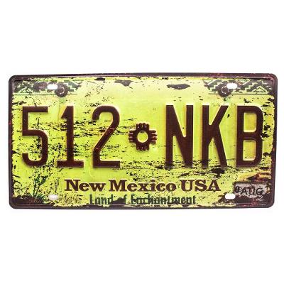 Placa De Carro Antiga Decorativa Metálica Vintage New México Gt414-36 - Lorben
