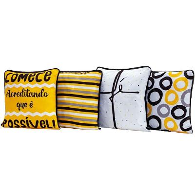 4 Almofadas Cheias Comece Acreditando 45cmx45cm