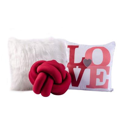 Kit Capas De Almofadas com Nó Plush Love Vermelho 03 Peças