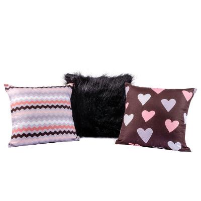 Kit Capas De Almofadas Sophia Preto Plush 03 Peças 45x45cm