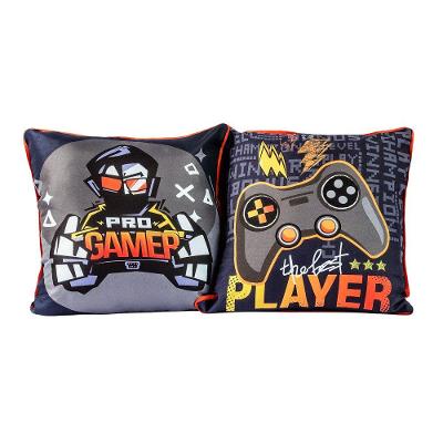 Par Capa De Almofada Gamer Pro Marinho Cinza 45x45 Com Viés