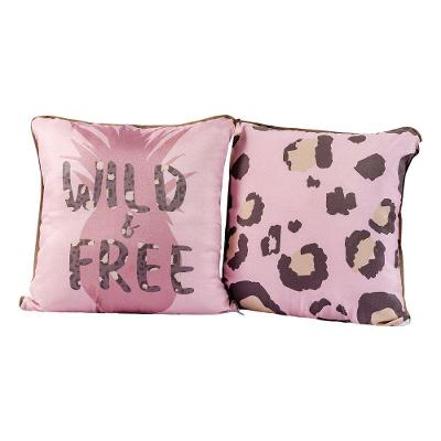 Par De Capa De Almofada Wild Free Rosa 45cm X 45cm Com Viés