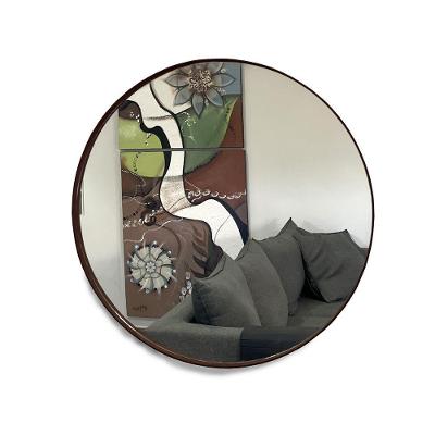 Espelho Redondo 60Cm Com Moldura Café