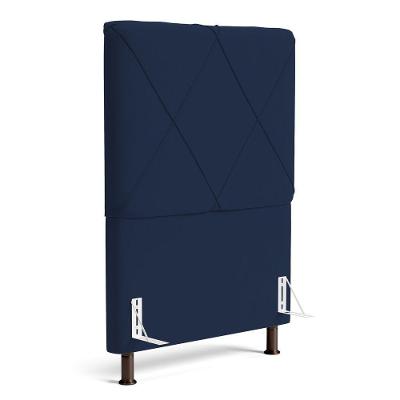 Cabeceira Cama Box Solteiro Mel 90cm Com Frame Veludo Azul Marinho - Desk Design