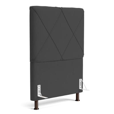 Cabeceira Cama Box Solteiro Mel 90cm Com Frame Suede Cinza - Desk Design