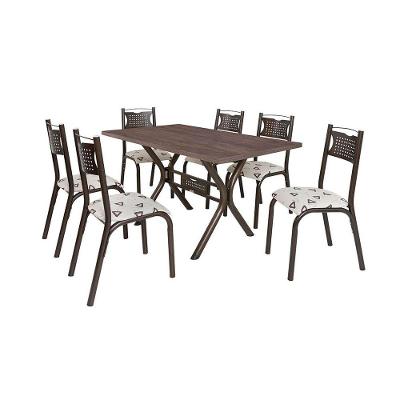 Conjunto De Mesa Com 6 Cadeiras Ciplafe Poeme Bronze Bege