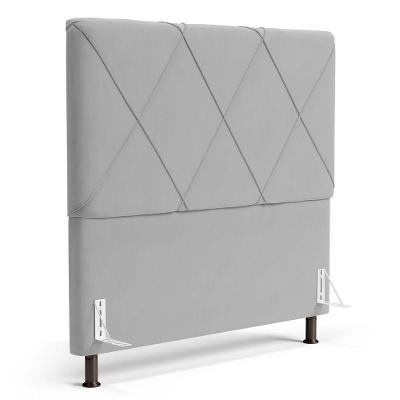 Cabeceira Cama Box Casal Queen Size Mel 160cm Com Frame Veludo Cinza Claro - Desk Design