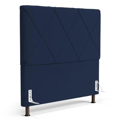 Cabeceira Cama Box Casal Queen Size Mel 160cm Com Frame Suede Azul Marinho - Desk Design