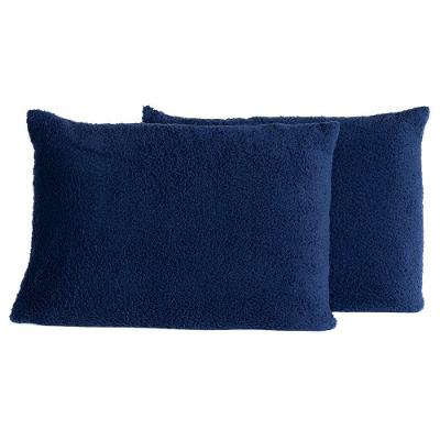Par De Fronhas Em Sherpa Colorida 70cm X 50cm - Lã De Carneiro Cor Azul Marinho