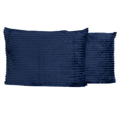 Par De Fronhas Em Manta Canelada 70cm X 50cm - Mantinha Microfibra Cor Azul Marinho