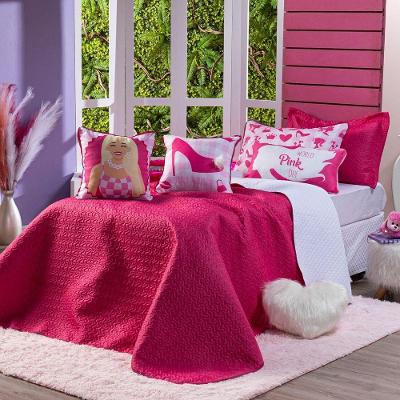 Kit Cobre Leito Paty Pink Dupla Face C/ Almofadas Solteiro 06 Peças