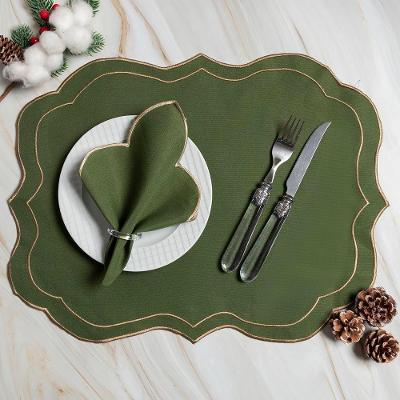 Kit 12 Jogos Americanos Guardanapos De Mesa Retangular Bordado Escócia - Verde