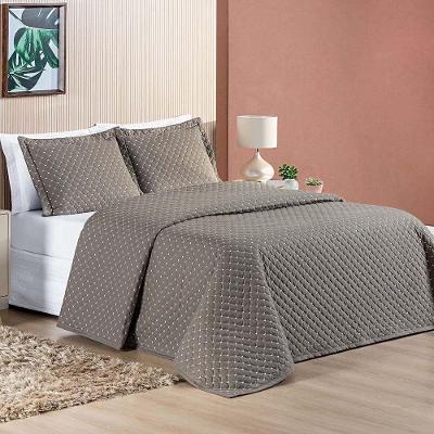 Kit Cobre Leito Espanha Casal Queen 03 Peças Micropercal 200 Fios Matelado White Line - Camafeu Bege