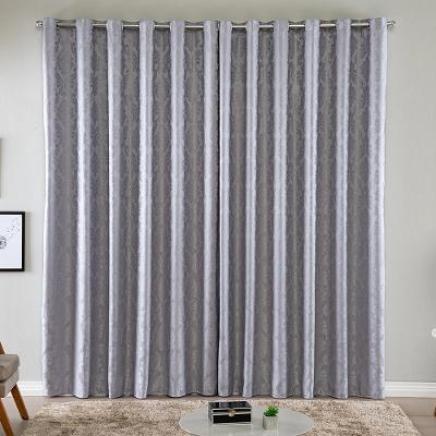 Cortina Turin Jacquard Semiblackout Floral 2,00x1,70m Para Sala Quarto Varão 2m Ilhóses - Cinza