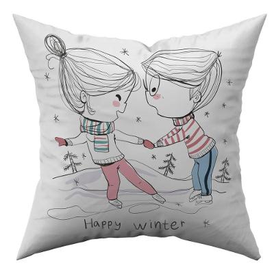 Capa De Almofada Avulsa Namorados Casal Romântico 45cm X 45cm Cor Happy Winter