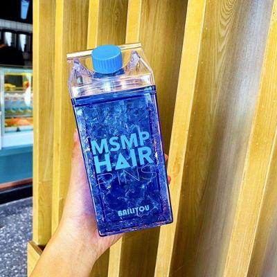Copo Squeeze Garrafa Gel Congelante Canudo Azul 400ml Bico