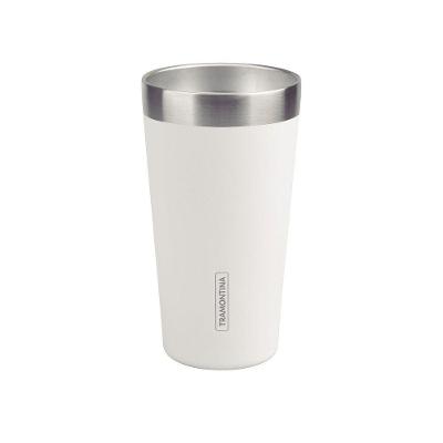 Copo Térmico Tramontina Exata Em Aço Inox Branco Sem Tampa 420 Ml Tramontina