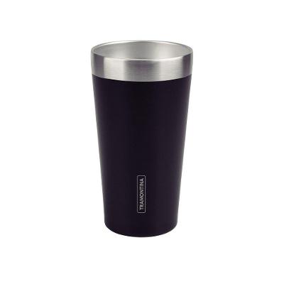 Copo Térmico Tramontina Exata Em Aço Inox Preto Sem Tampa 420 Ml Tramontina