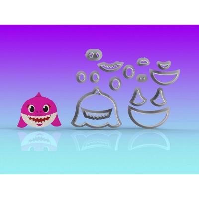 Cortador Baby Shark Rosto MaMãe Modular Tamanho 8cm