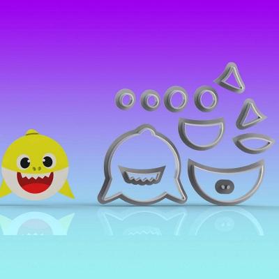 Cortador Baby Shark Rosto Bebê Modular Tamanho 6cm