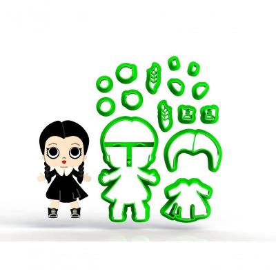 Cortador Wandinha Addams -cute Modular Adams Tamanho 7 Cm