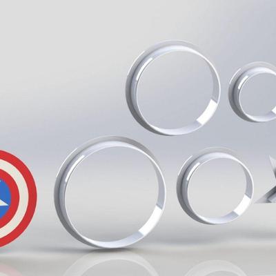 Cortador Heróis Capitão América Escudo Modular Tamanho 3Cm
