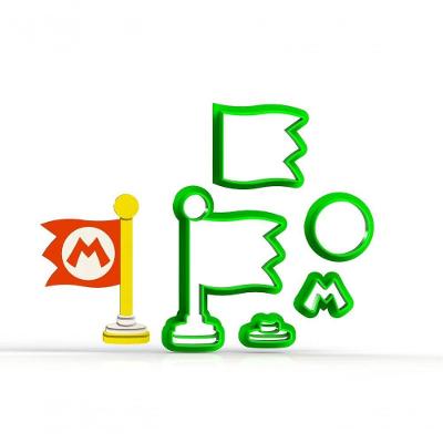 Cortador Super Mario - Bandeira - Modular Tamanho 6 Cm
