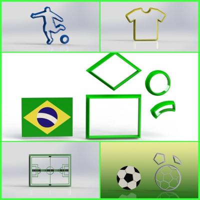 Cortador Kit Copa Do Mundo Brasil Futebol 5 Modelos 5 Cm