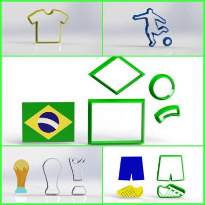Cortador Kit Copa Do Mundo Brasil Futebol 6 Modelos 5 Cm