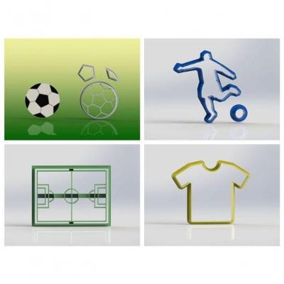 Cortador Kit Futebol Com 4 Modelos Tamanho 6 Cm