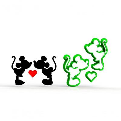 Cortador Mickey Minnie Beijo Love Tamanho 5 Cm
