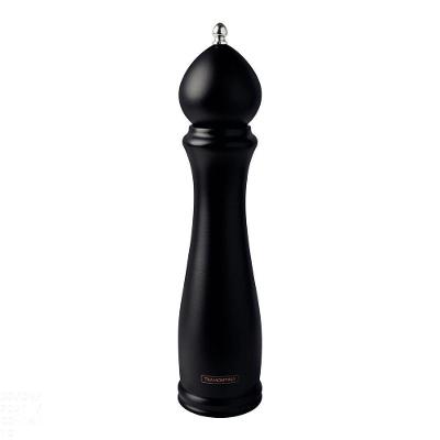 Moedor De Pimenta E Sal Churrasco Black Em Cerâmica Com Recipiente De Madeira 10"