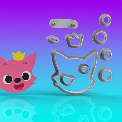 Cortador Baby Shark Rosto Raposa Modular Tamanho 8cm
