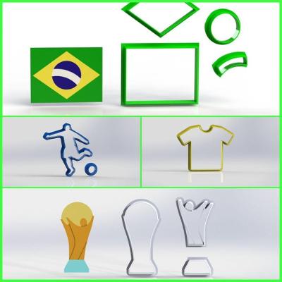 Cortador Kit Copa Do Mundo Brasil Futebol 4 Modelos 6 Cm