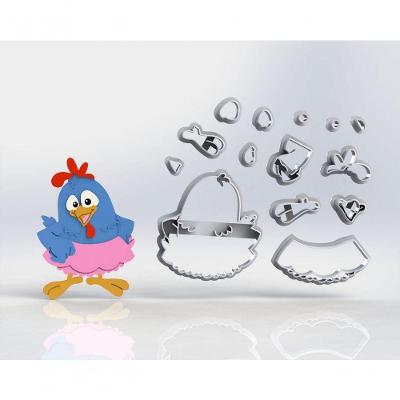 Cortador Galinha Pintadinha Rosa Modular Tamanho 13 Cm