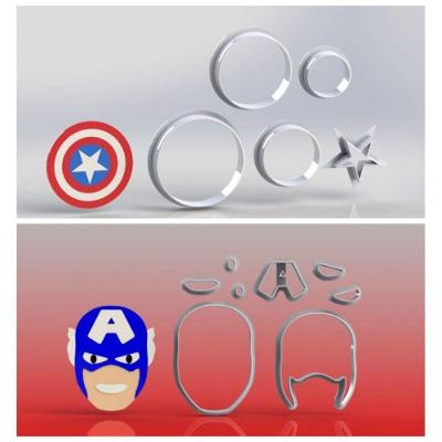 Cortador Kit Capitão América Rosto E Escudo Tamanho 5Cm