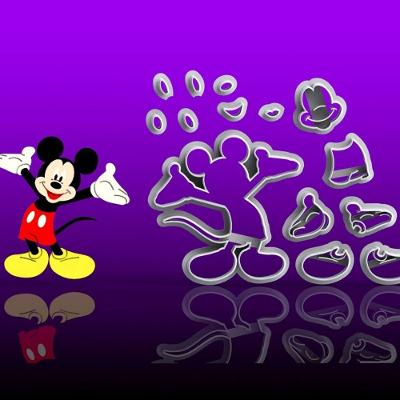 Cortador Mickey Costas Frente Silhueta Modular Tamanho 6Cm